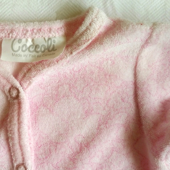 vintage coccoli made in Canada pink terry cloth newborn snap sleeper & hat set - Picture 5 of 7